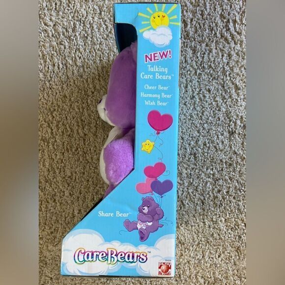 Nwt Vtg 2003 Care Bears Stuffed Purple Toy Bear + Cartoon Video Plush Animal - Picture 3 of 6